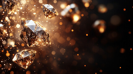 A stylish brown background with sparkling gold diamonds, creating an elegant and luxurious atmosphere. Space left for your message, ideal for branding, exclusivity, and modern sophistication