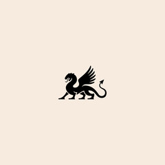 Heraldic Dragon Silhouette icon flat vector design.