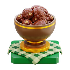 dates bowl 3d icon illustration