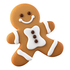 Obraz premium 3D Cartoon Gingerbread Cookie with Icing - Ideal for Baking Blogs and Christmas Marketing