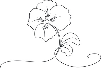 Pansy Botanical Line Art – Floral Vector Illustration
