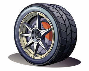 Obraz premium Car tire clear vector, realistic shadow, professional isolated on white background.