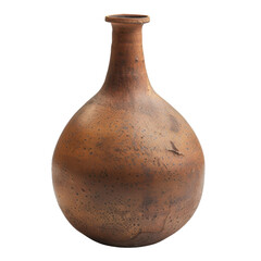 rustic, round ceramic vase with narrow neck and earthy tones, showcasing textured surface and unique imperfections. Perfect for home decor or artistic display