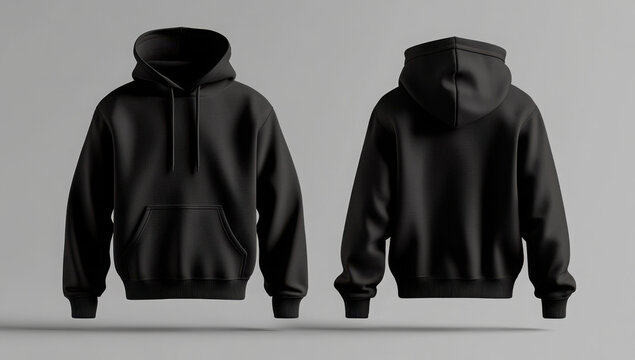front view and rear view of dark grey boxy fit hoodie jacket mockup, cotton and linen material, 
