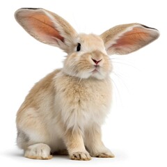 Obraz premium A close-up portrait of a rabbit with exceptionally large ears against a white background.