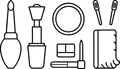 Elegant Makeup Tools Logo Icon - Line Art & Clipart Illustration Design
