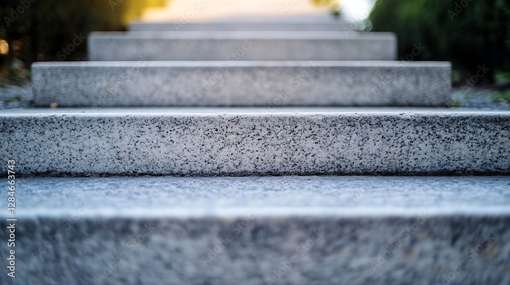 Poster closeup view of granite stone steps leading up in a serene outdoor setting : generative ai