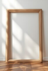Oversized Wooden Picture Frame Against Soft White Background