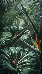 Vibrant Tropical Foliage Showcasing Textures And Patterns
