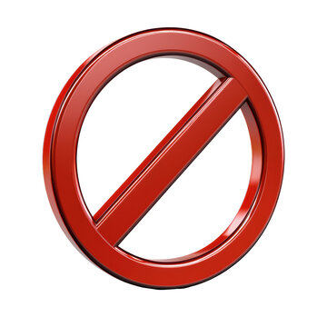 Isolated 3D Red No Sign, Prohibition Symbol