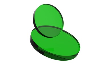 Green glossy sphere reflection shape in white background