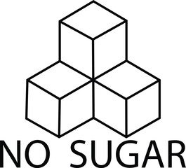 abstract cube background vector No Sugar icon line symbol. Sugar free simple black outline symbol. No sugar, glucose concept cubes icon flat design, ideal for sticker, stamp, food, print or web. 