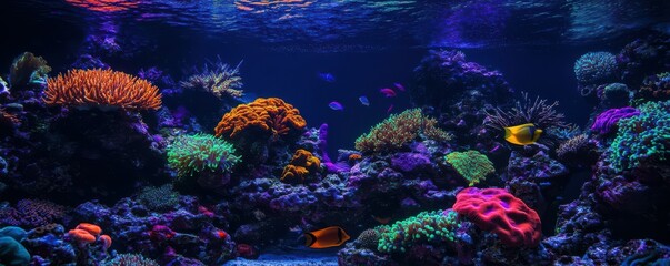Fototapeta premium Vibrant coral reef scene with colorful fish and underwater marine life