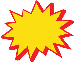 yellow sun with red star Blank sale tags. Ribbon sale banners. Red and yellow starburst stickers. Pop art funny bang bubble. 
