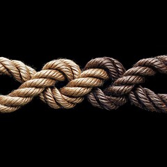 rope knot isolated on the black background. 3d illustration.