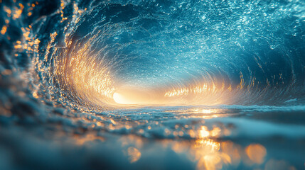 Awe-inspiring interplay of the boundless sea and enigmatic sea cave, where the ebb and flow of tides harmonize with refracted light, symbolizing the delicate equilibrium of divergent forces