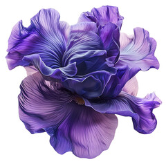 Striking Purple Iris with Tall Petals Isolated on Transparent Background