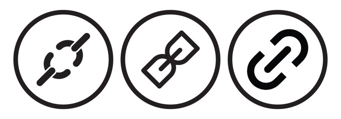 Link flat icon, Link icon. Hyperlink chain symbol. Chain Icon, link icon set isolated transparent background
