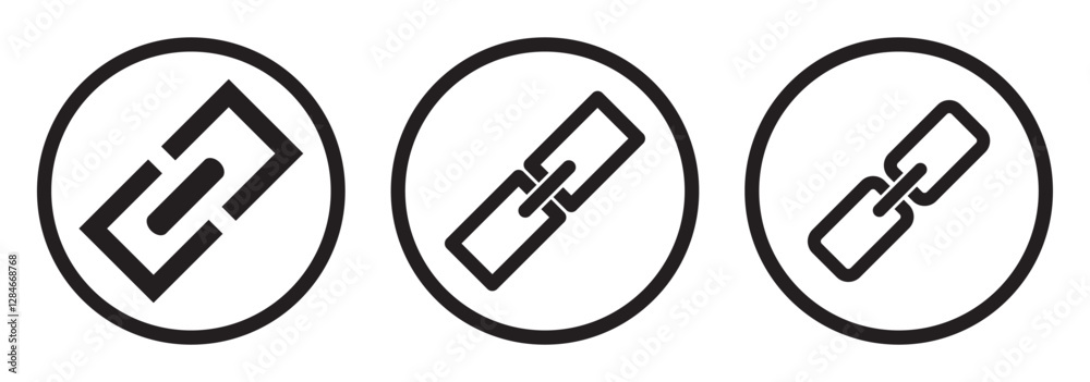 Poster internet url or webpage url link icons set. chain, link icon vector isolated on white background