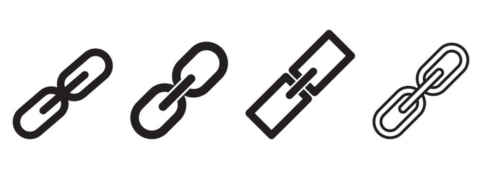 Link flat icon, Link icon. Hyperlink chain symbol. Chain Icon, link icon set isolated transparent background
