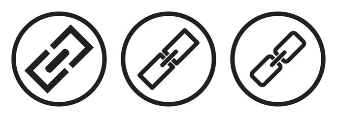 Internet URL or webpage url link icons set. Chain, link icon vector isolated on white background