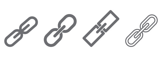 Internet URL or webpage url link icons set. Chain, link icon vector isolated on white background