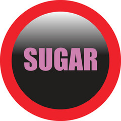 Sugar ban icon symbol. Sugar free. Sugar is prohibited. Stop or ban red round sign with No sugar cube icon flat design, ideal for sticker, print or web. Forbidden sign stop sign icon