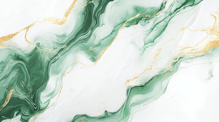 Modern Luxury Green Marble Art with Stained Surface and Ink Effect