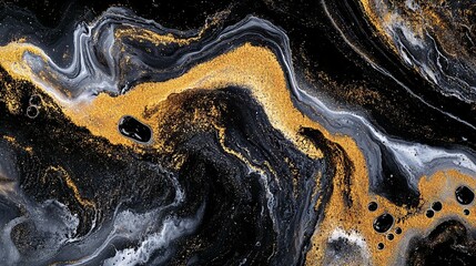 Obraz premium Elegant marble art with black, white, and gold pattern for decor