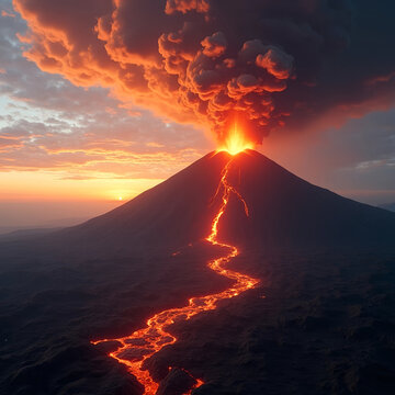 Eruption of a Supervolcano at Sunset