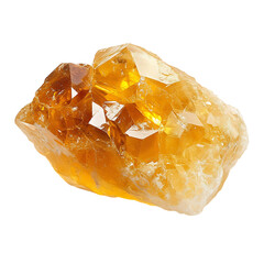 Citrine Stone Piece Isolated on Transparent Background