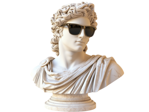 Isolated Bust of Apollo with Stylish Sunglasses