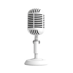 Isolated Vintage-Style Chrome Microphone with Classic Design