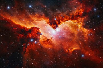 An awe-inspiring view of a vibrant nebula with bright stars and colorful clouds, revealing the wonders of astronomy and deep space exploration.