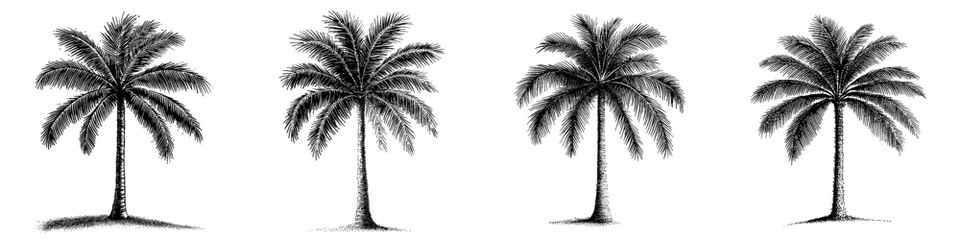 Palm coconut tree retro grunge halftone dotted vintage cut-out collage element for mixed media design