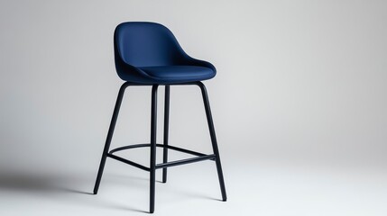 Modern blue bar stool, studio shot, interior design