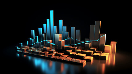 Futuristic 3D Financial Data Visualization