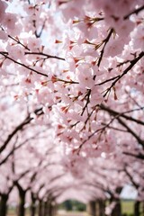 Obraz premium Delicate cherry blossoms creating a dreamy tunnel effect in soft focus