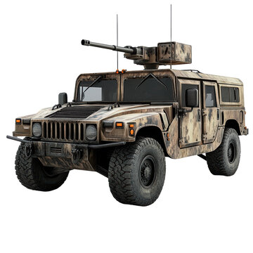 Isolated Brown and Tan Humvee Military Vehicle