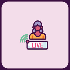 Live Stream Icon: Female Presenter Broadcasting