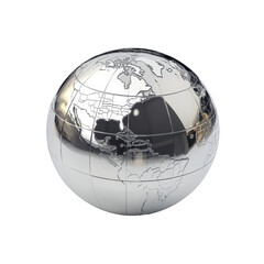 Isolated Silver Globe Showing North America