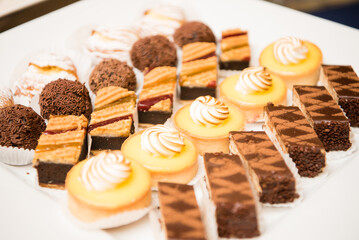Arrangement of lemon and chocolate sweet treets.