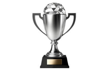 Crystal trophy isolated on a white or transparent background, png.