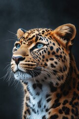 Obraz premium This is a high-resolution image of a leopard with a striking gaze, capturing its natural beauty.