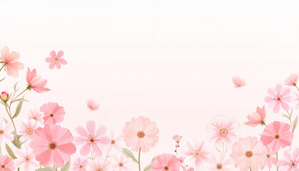 Watercolor floral background with pink flowers