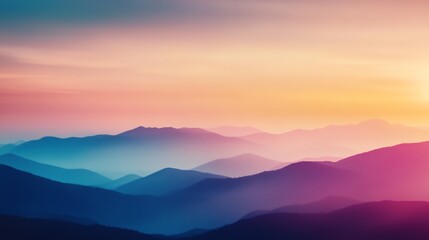 Obraz premium A mountain range with a beautiful sunset in the background