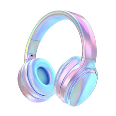 Isolated Holographic Pastel Headphones