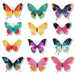 Set of butterfly stickers