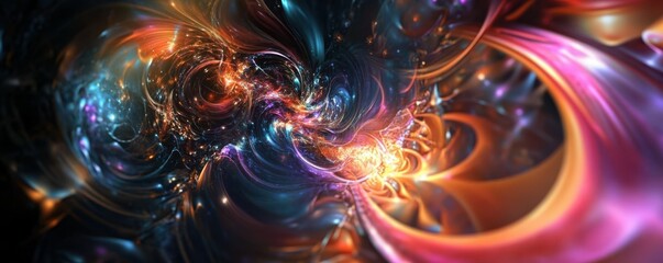 Obraz premium Vibrant abstract swirling light patterns in cosmic space with dynamic colors and energetic motion