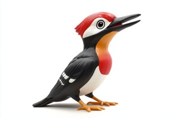 3D Woodpecker Isolated and White Background
